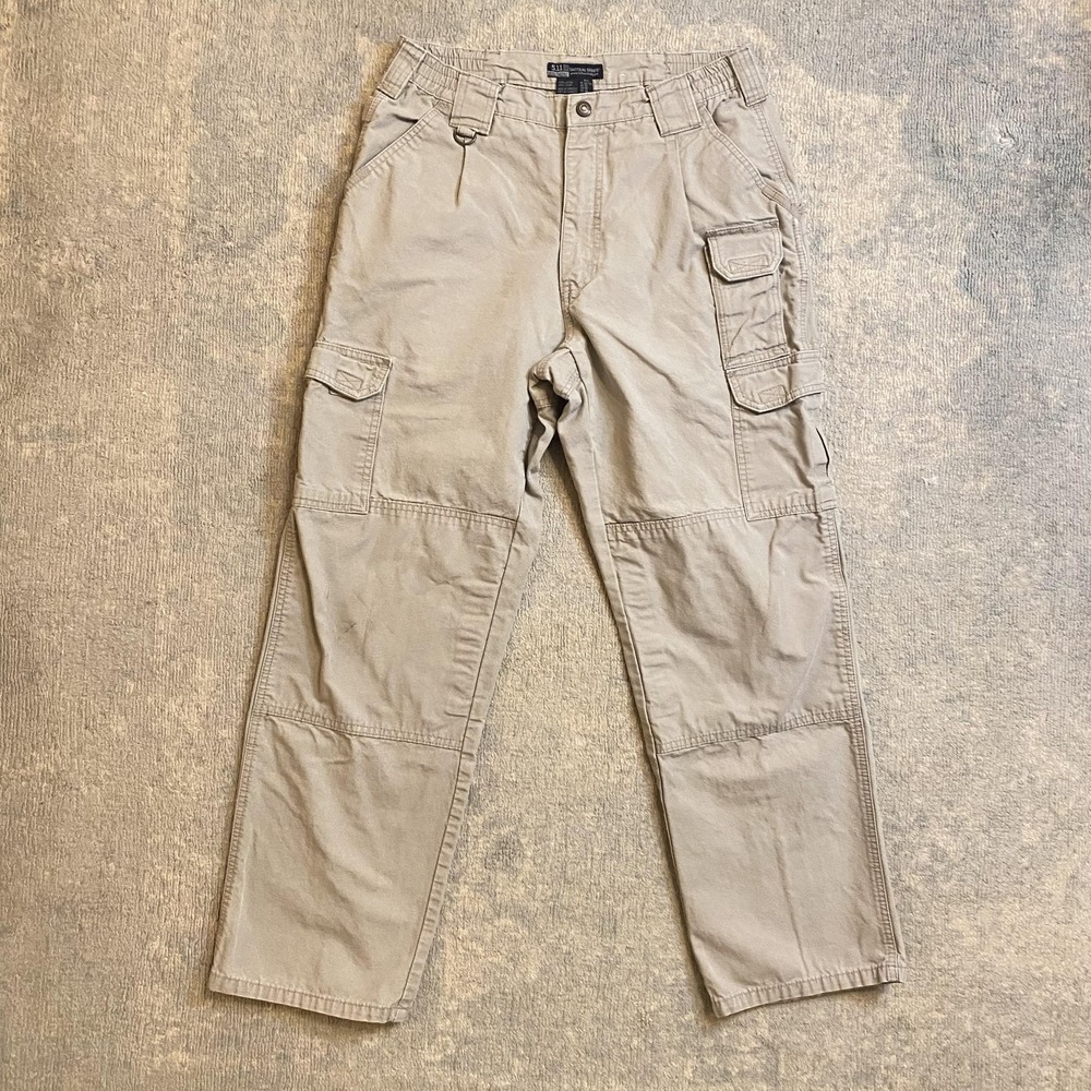 5.11 Tactical Series Pants Mens 32x32 Beige Cargo Elastic Waist Workwear 74251